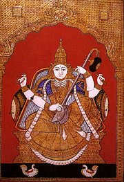 A Tanjore Painting depicting Goddess Saraswati