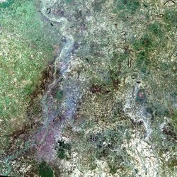 A simulated-colour satellite image of Kolkata taken by NASA's Landsat 7 satellite
