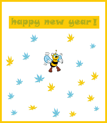 Free Bee Animated New Year Card, Animated New Year 2019 E-Card, Animated New Year Bee Cards
