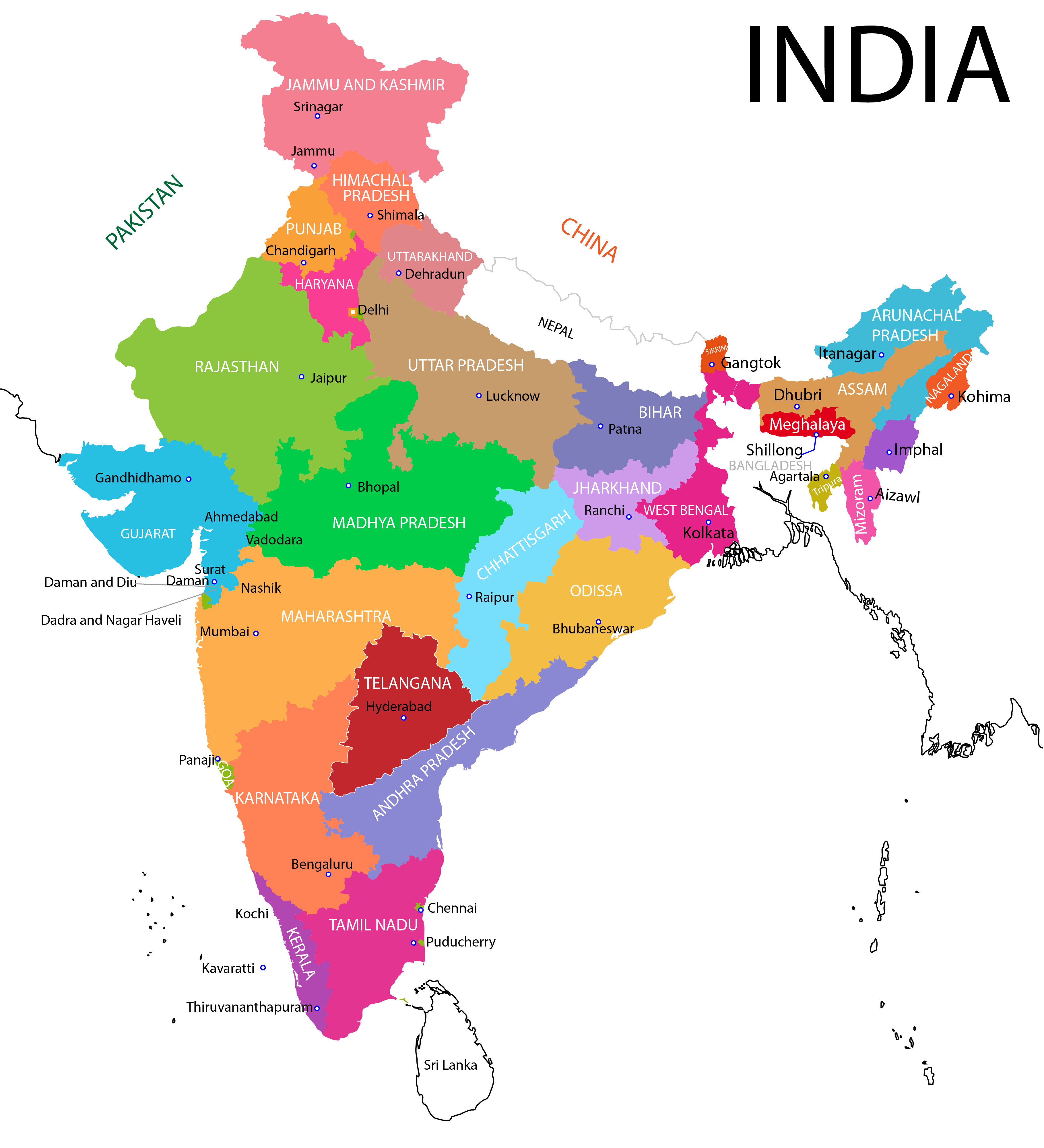 India Map Political Map Of India Political Map Of India With Cities 
