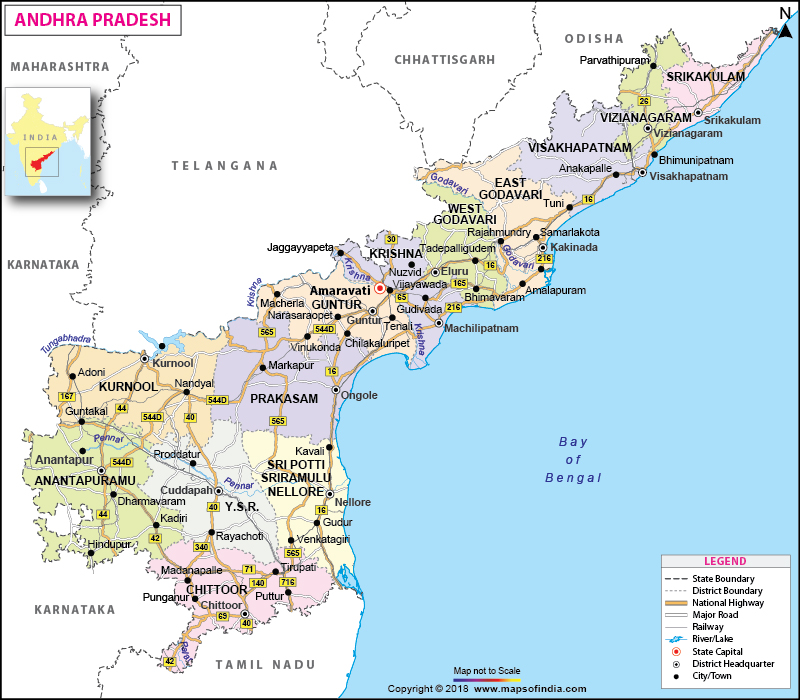 Andhra Pradesh Map, Andhra Pradesh District Map, Map of Andhra Pradesh