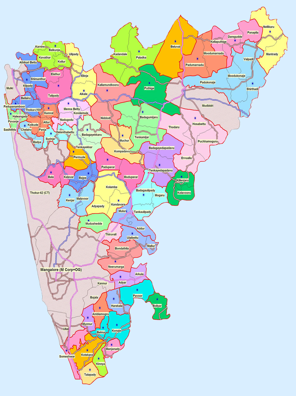 tourist map of mangalore