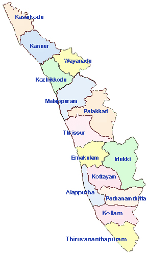 Kerala District Map, Map of Kerala